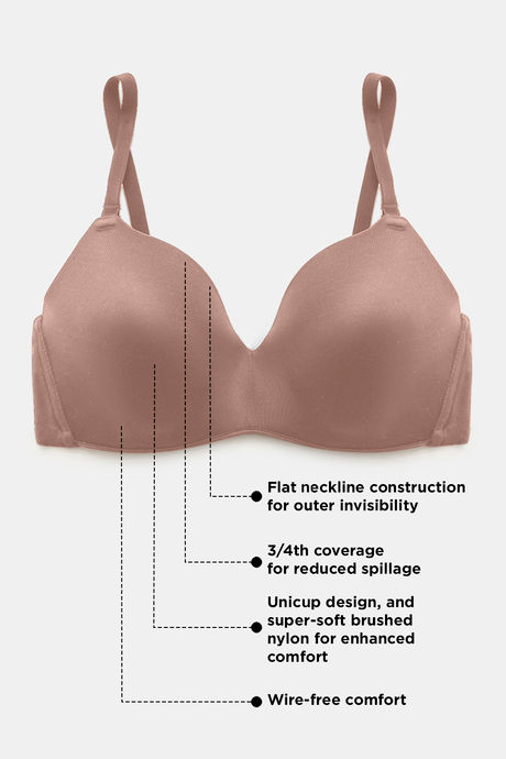 Zivame At Work Padded Non Wired 3/4Th Coverage T-Shirt Bra - Beaver Fur — image 8